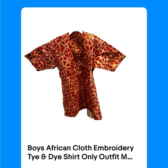 Tie & Dye Boys African Cloth Embroidery Shirt & Pant Set Multicolor Size Medium - Picture 2 of 6